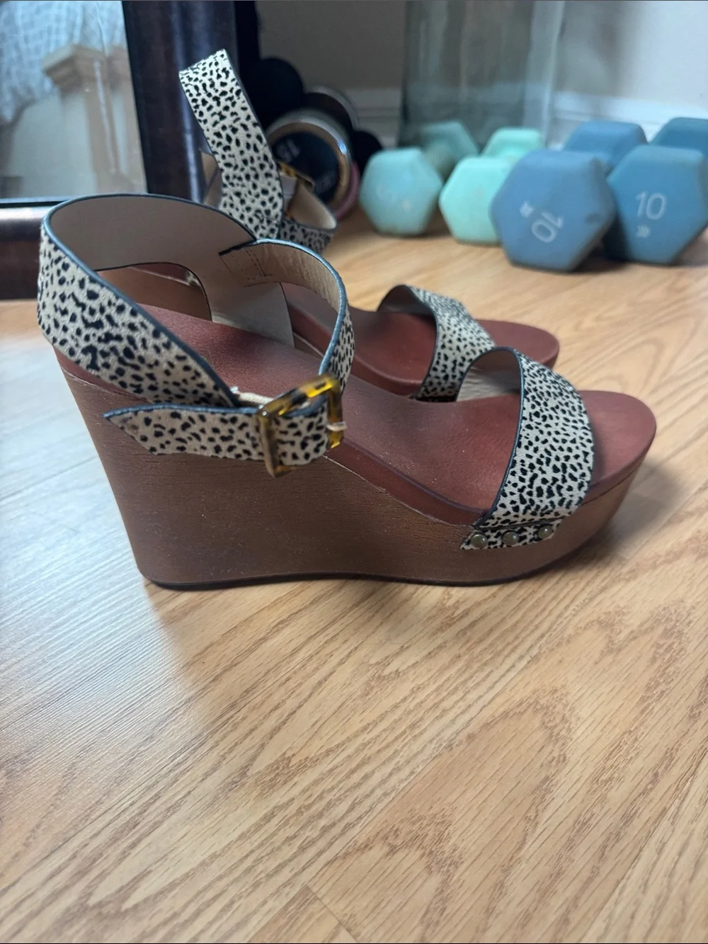 MIA Beige and Black Animal-Print Platform Sandals